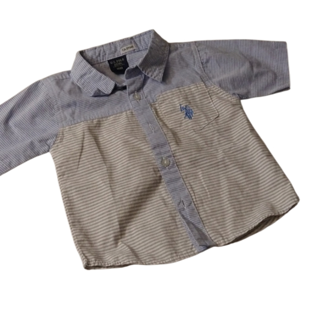 US Polo Assn. Baby boys Striped button-down shirt Good Condition Size18M